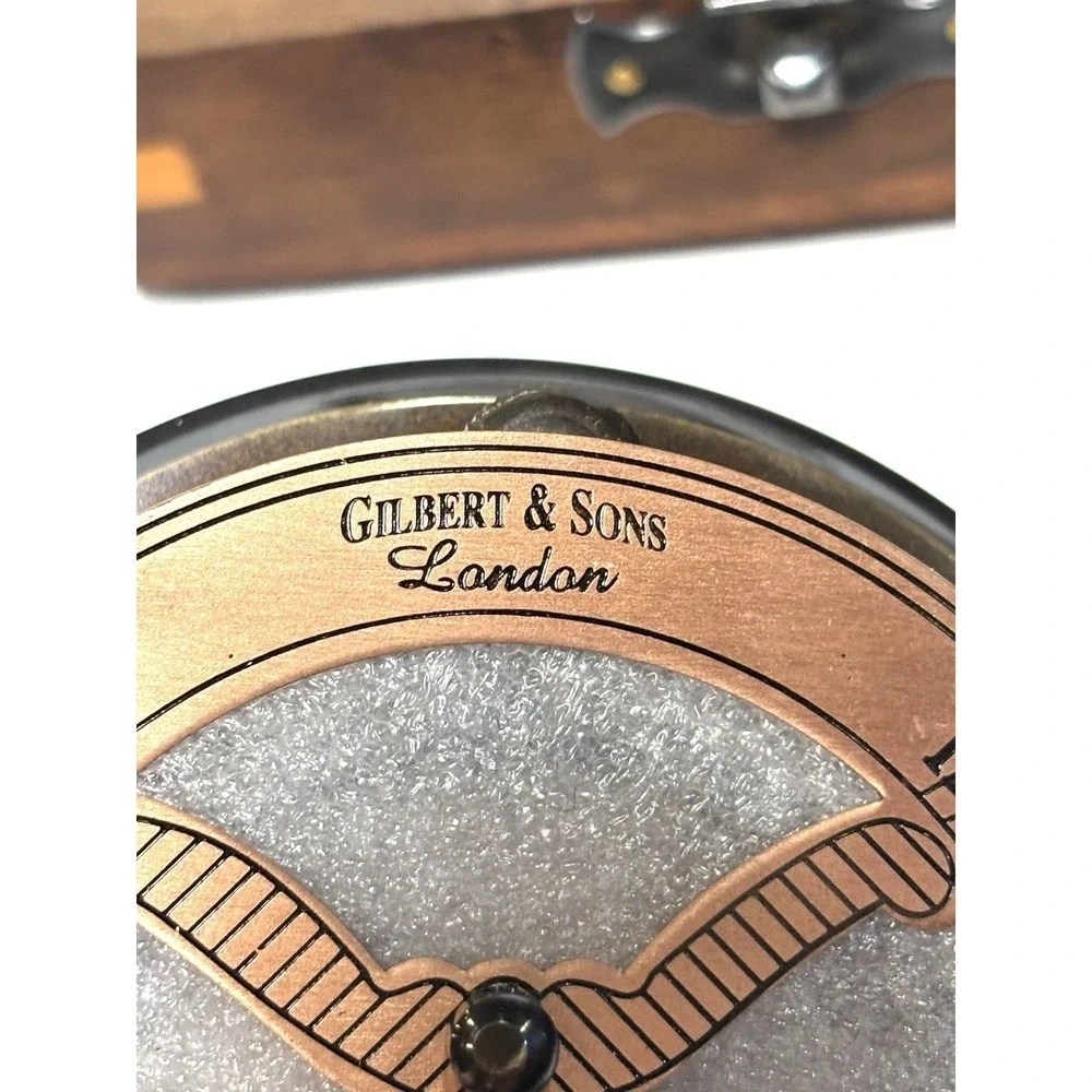 Gilbert & Sons London Sundial Compass in Wooden Box Engraved JC Maritime Gift
